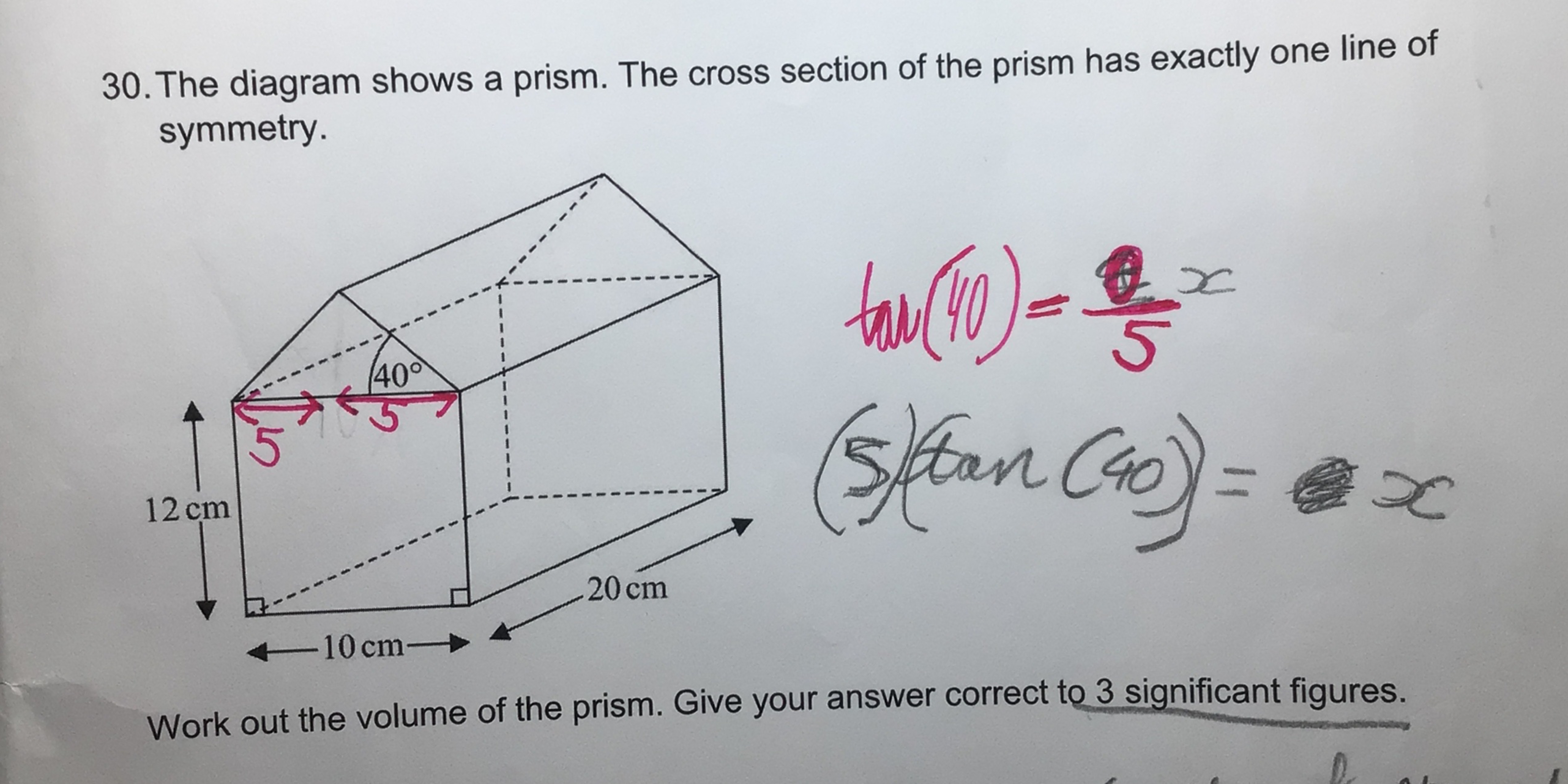 Solved The diagram shows a prism. The cross section of ﻿the | Chegg.com