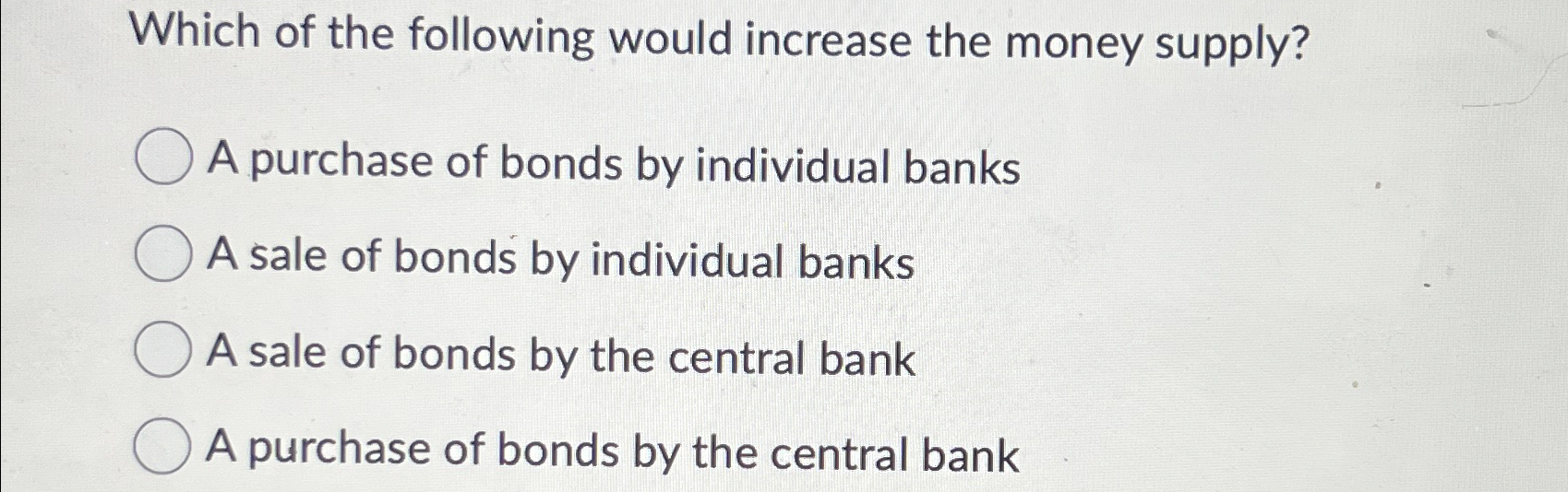 Solved Which of the following would increase the money | Chegg.com