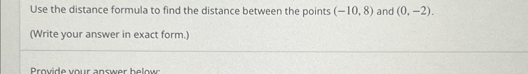 Solved Use the distance formula to find the distance between | Chegg.com