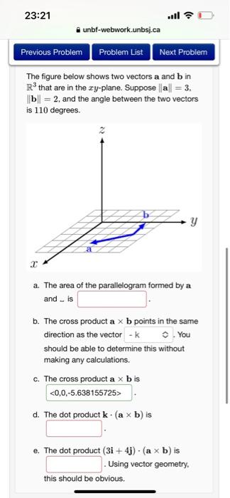 Solved The Figure Below Shows Two Vectors A And B In R3 That | Chegg.com