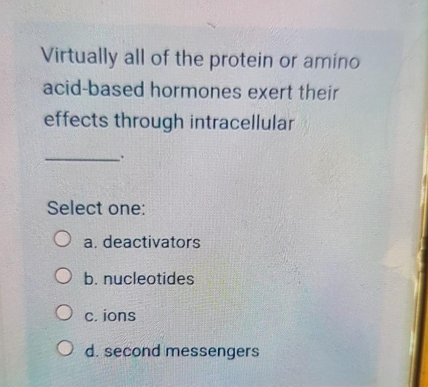 Solved Virtually all of the protein or amino acidbased