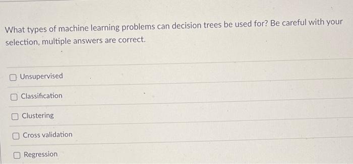 Solved What types of machine learning problems can decision | Chegg.com