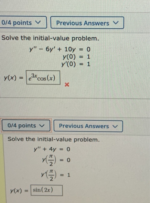 Solved 0/4 points || Previous Answers Solve the | Chegg.com