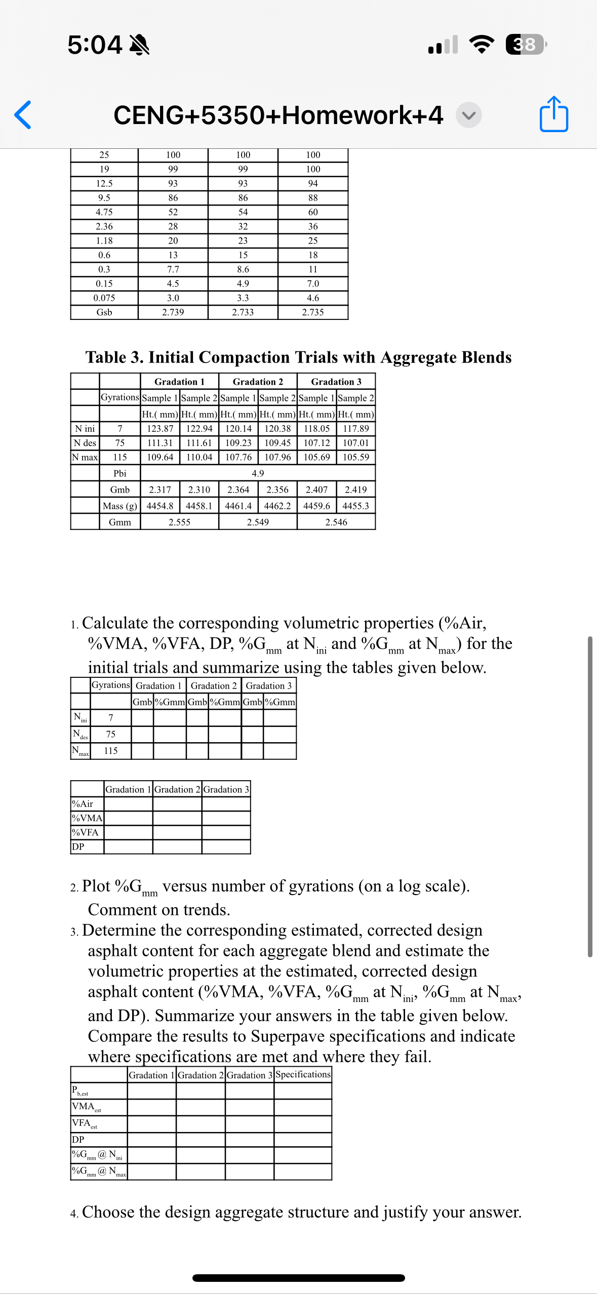 5:03CENG+5350+Homework+4Selection of Design Aggregate | Chegg.com