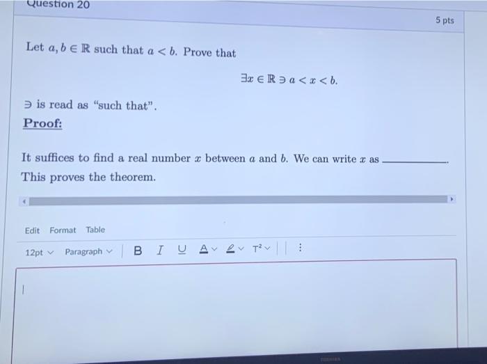 Solved Question 20 5 Pts Let A, B E R Such That A Is Read | Chegg.com