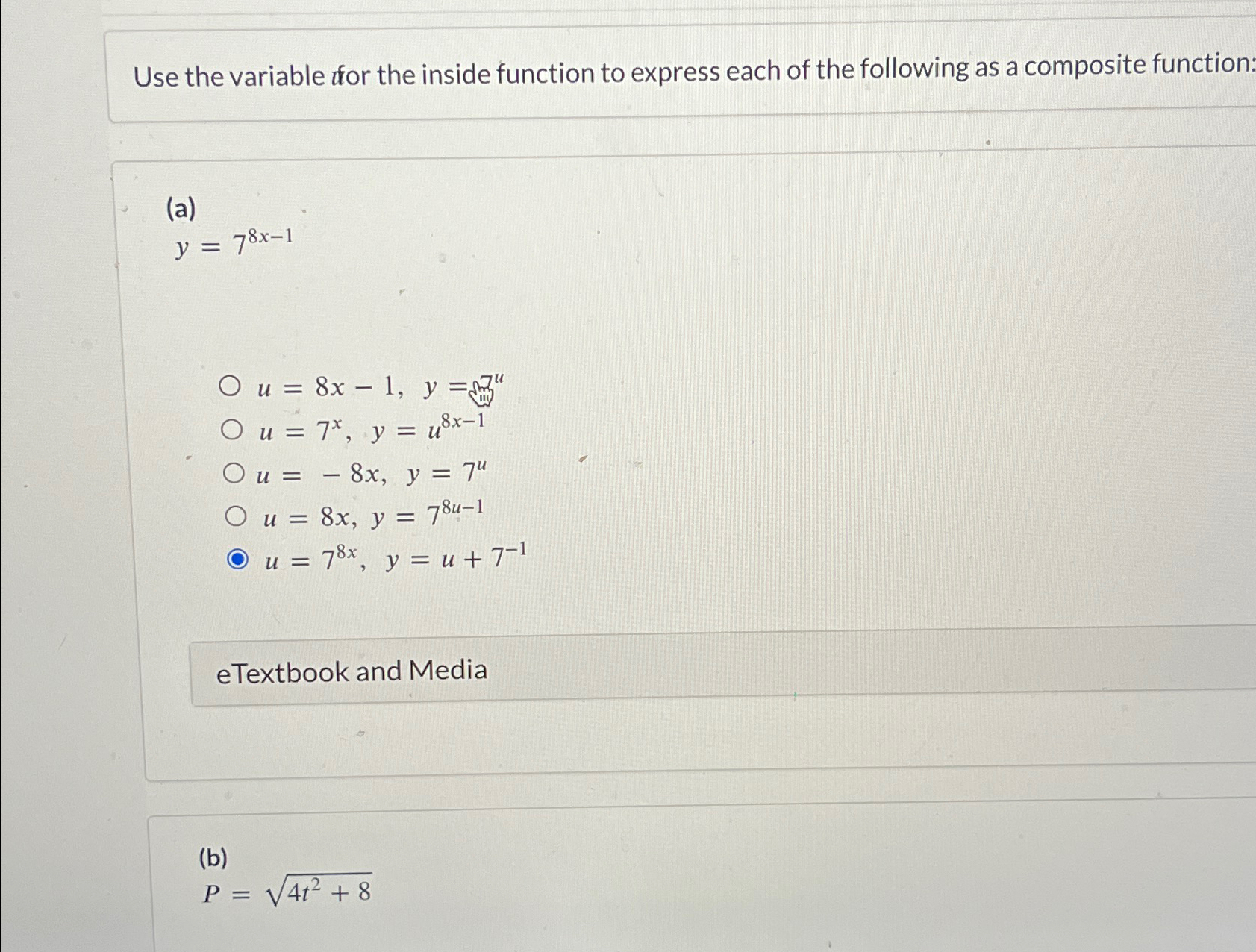 Solved Use the variable for the inside function to express | Chegg.com