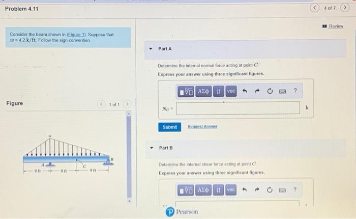 Solved Problem 4.11 4 of 7 Review Consider the beam shown in | Chegg.com