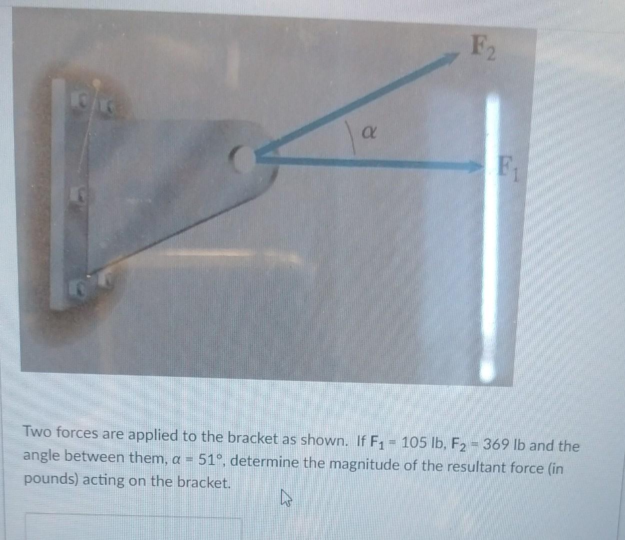 determine the magnitude of the resultant force acting on the bracket