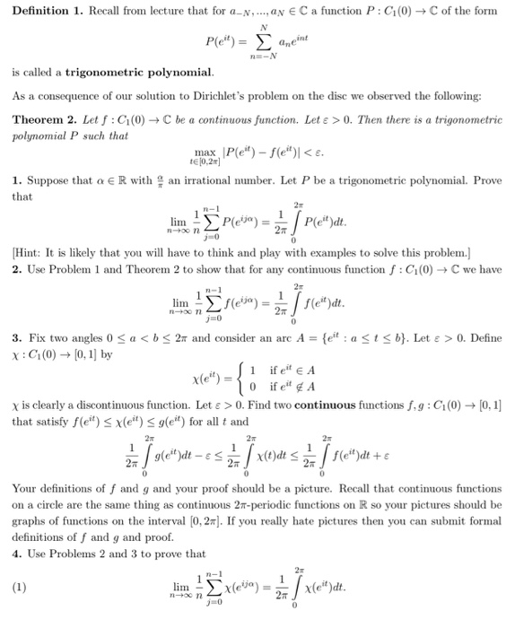 Solved 5 For Each Positive Integer N Define C N L J Chegg Com