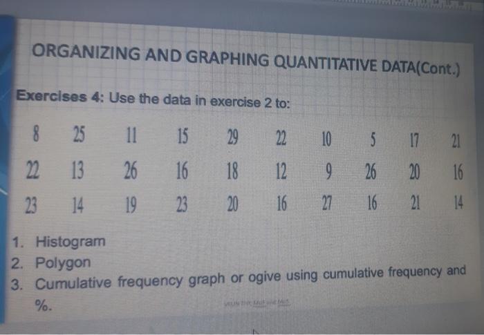 Solved ORGANIZING AND GRAPHING QUANTITATIVE DATA(Cont.) | Chegg.com