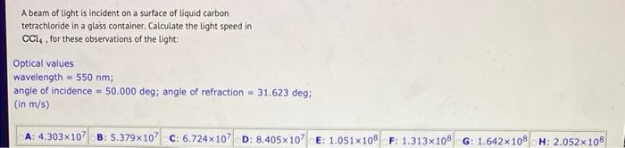 Solved A beam of light is incident on a surface of liquid | Chegg.com