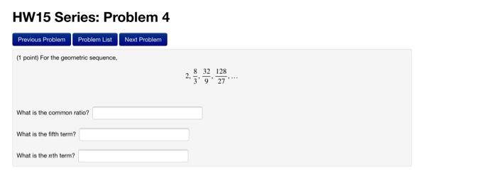 Solved HW15 Series: Problem 4 Previous Problem Problem List | Chegg.com