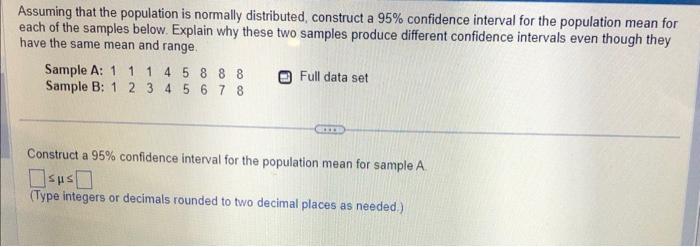 Solved Construct A 95% Confidence Interval For The | Chegg.com