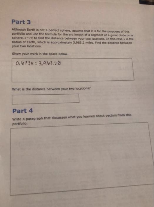 Solved Part 3 Although Earth is not a perfect sphere, assume | Chegg.com
