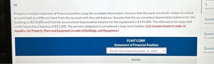 Prepare a revised statement of financial position | Chegg.com