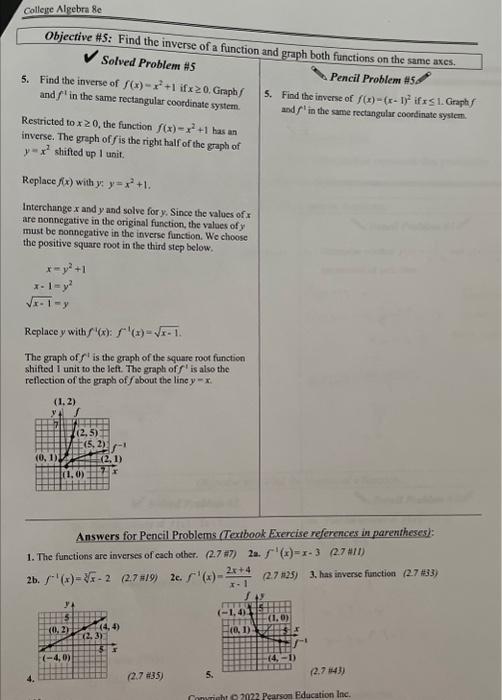 Solved 5. Find the inverse of f(x)=x2+1 if x≥0, Graph f and | Chegg.com