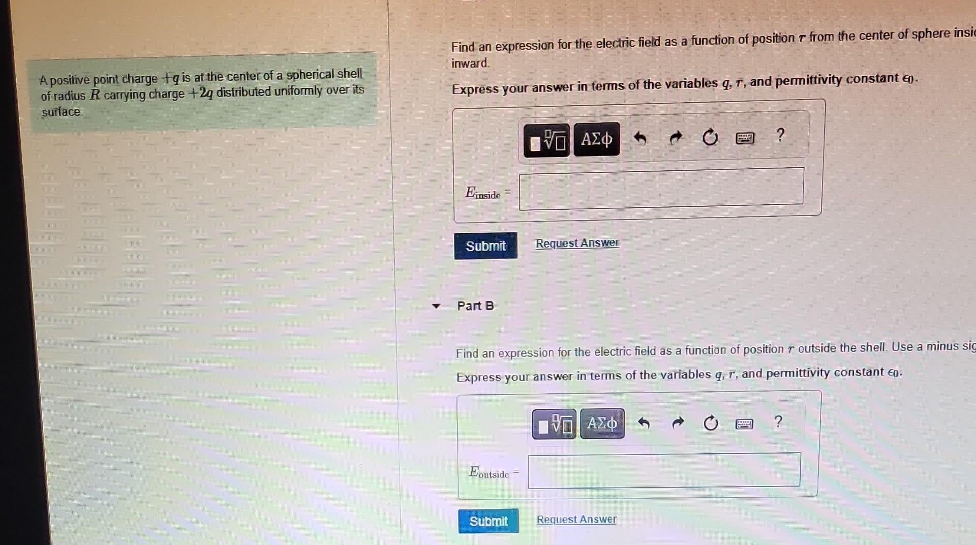 Solved Find an expression for the electric field as a | Chegg.com
