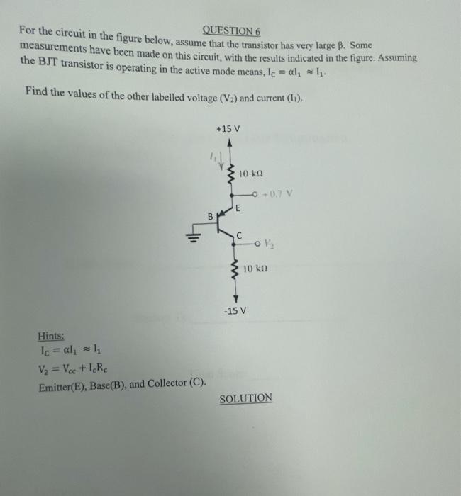 Solved QUESTION 6 For The Circuit In The Figure Below, | Chegg.com