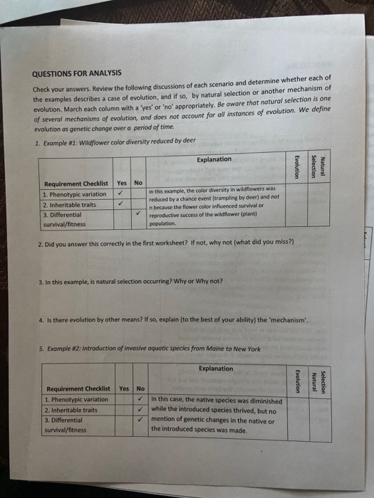 Solved EXERCISE 2. REQUIREMENTS FOR NATURAL SELECTION