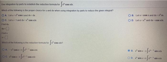 Solved Use integration by parts to establish the reduction | Chegg.com