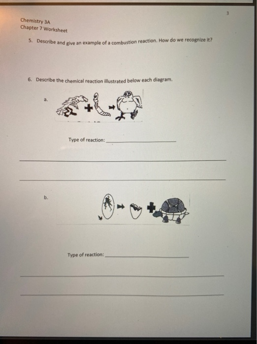 Types of chemical reaction worksheet ch.7