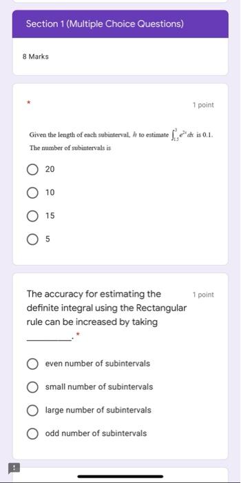 Solved Section 1 (Multiple Choice Questions) 8 Marks 1 point | Chegg.com