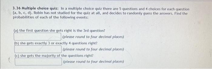 Solved 3.36 Multiple choice quiz: In a multiple choice quiz | Chegg.com