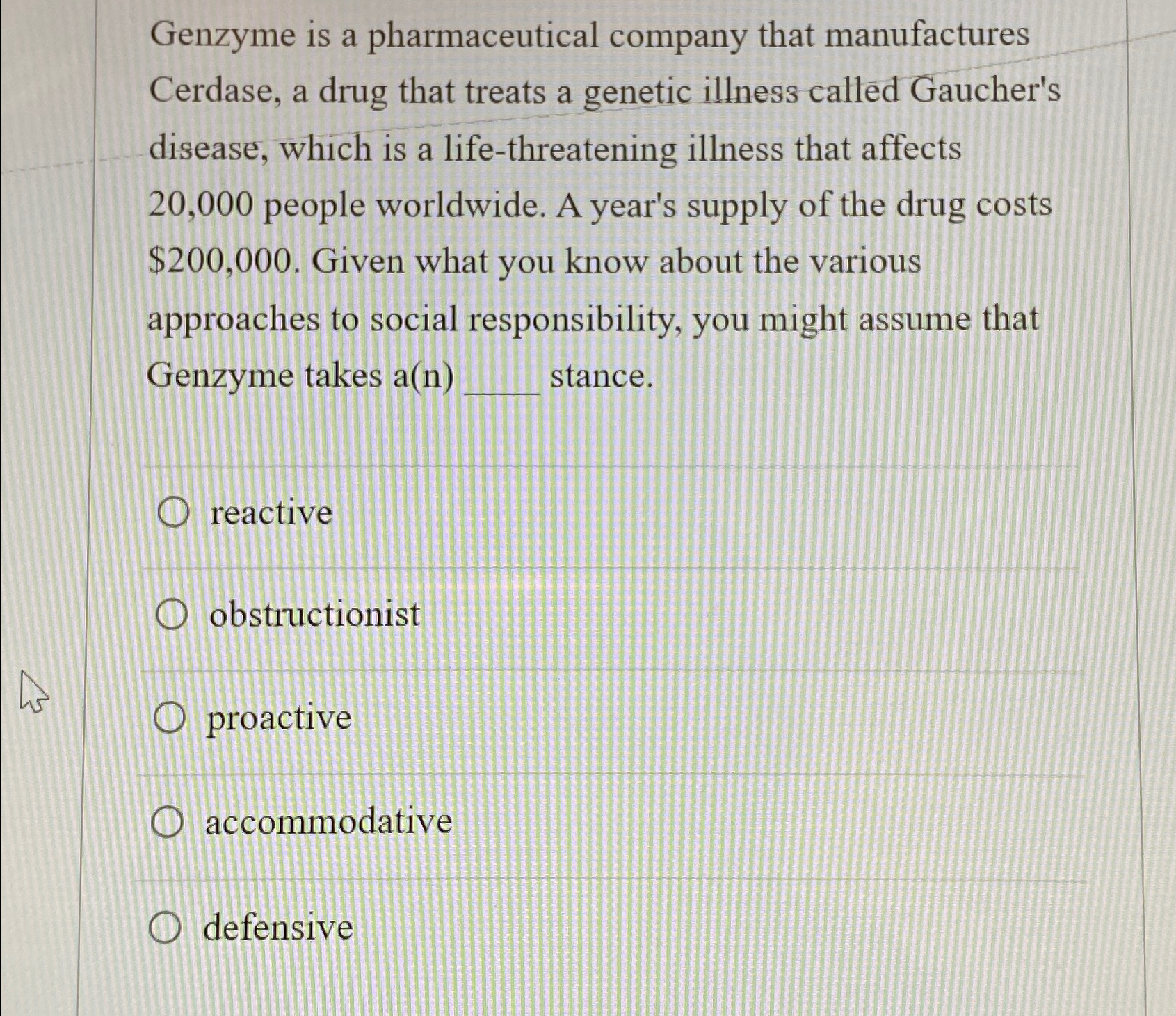 Solved Genzyme is a pharmaceutical company that manufactures | Chegg.com
