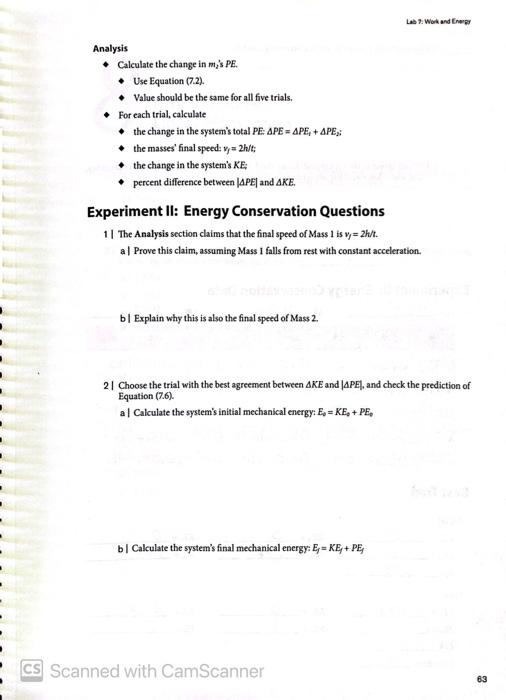 experiment 7 work and energy on an air track