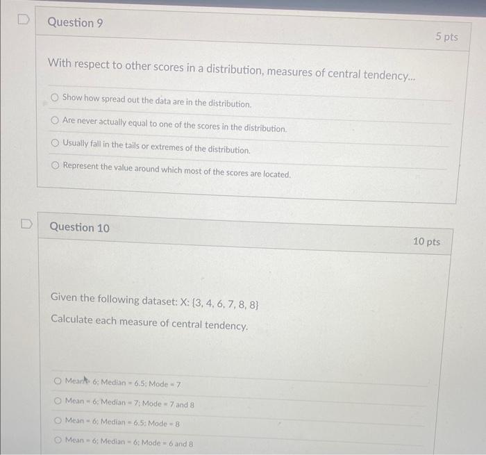 With respect to other scores in a distribution, measures of central tendency...
Show how spread out the data are in the distr