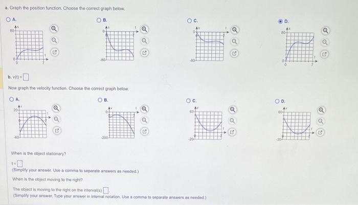 origin. a. Graph the position function. b. Find and | Chegg.com