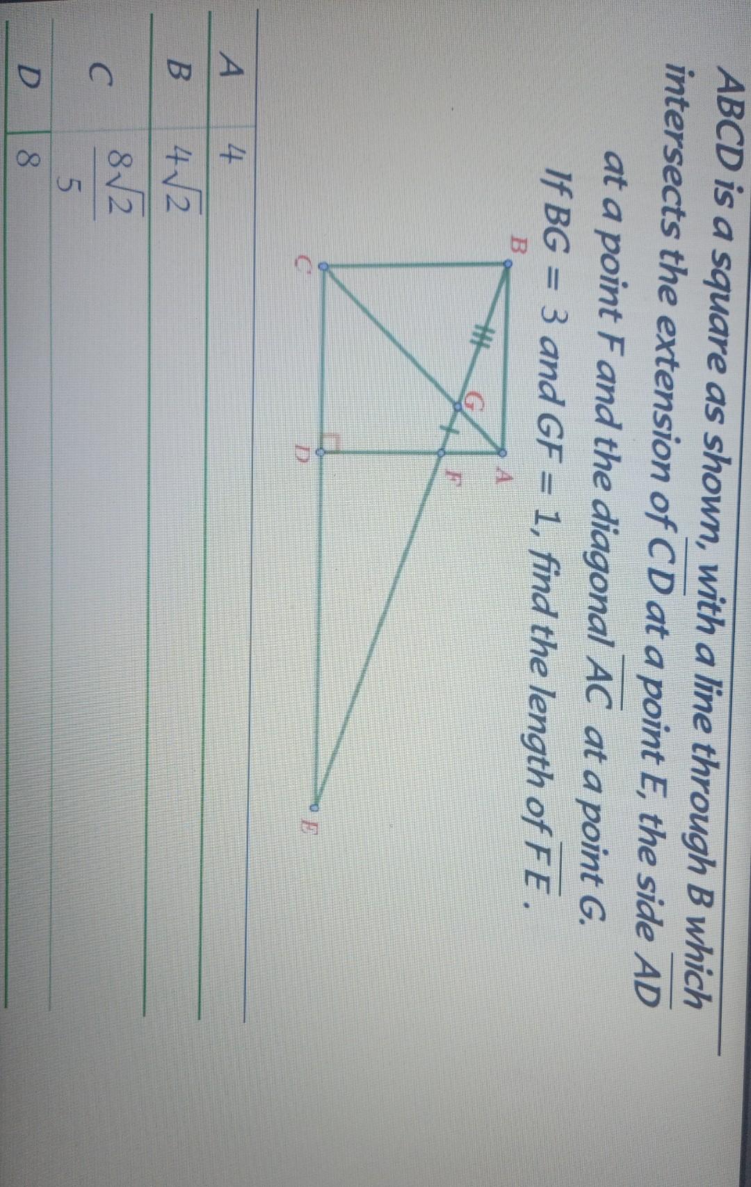 Solved ABCD Is A Square As Shown, With A Line Through B | Chegg.com