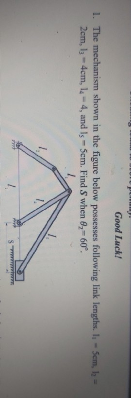 Solved 1. The mechanism shown in the figure below possesses | Chegg.com