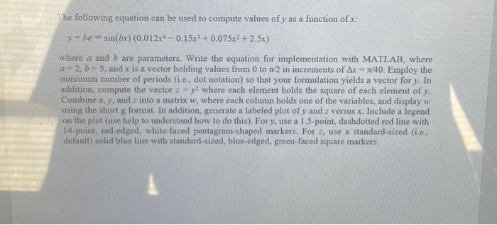 Solved The following equation can be used to compute values | Chegg.com