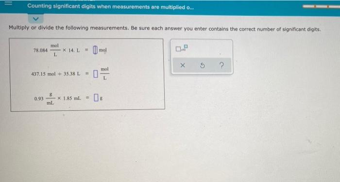 Solved Counting significant digits when measurements are | Chegg.com