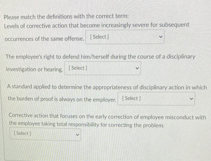 Solved Please match the definitions with the correct term: | Chegg.com 