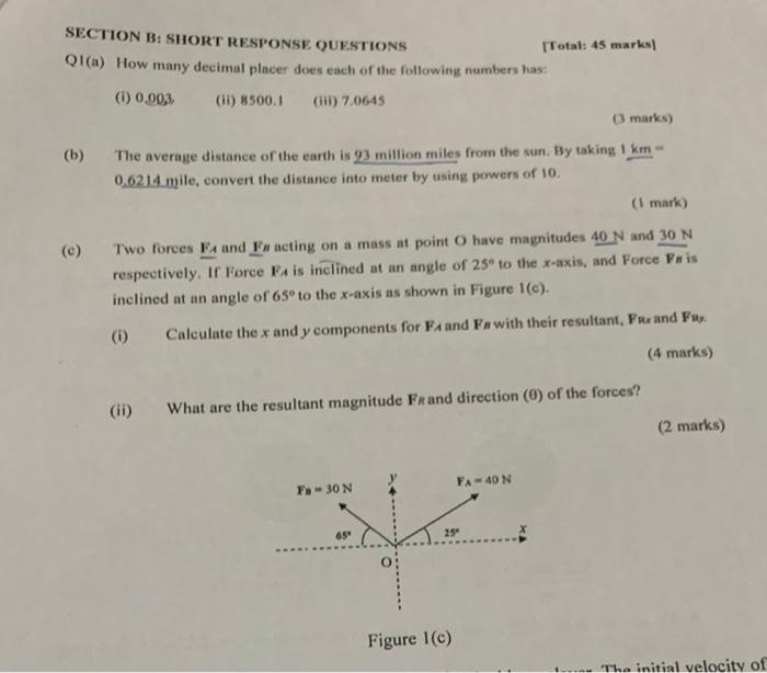 Solved SECTION B: SHORT RESFONSE QUESTIONS [Total: 45 marks] | Chegg.com