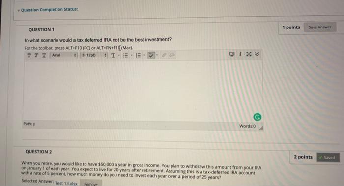 Solved Question Completion Status: 1 points Save Answer | Chegg.com