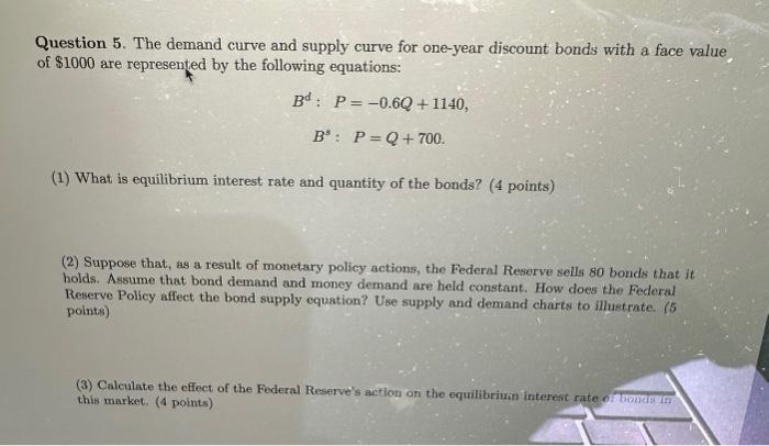 Solved Question 5. The demand curve and supply curve for | Chegg.com