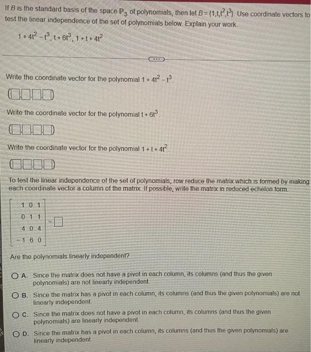 Solved If B is the standard basis of the space P3 of