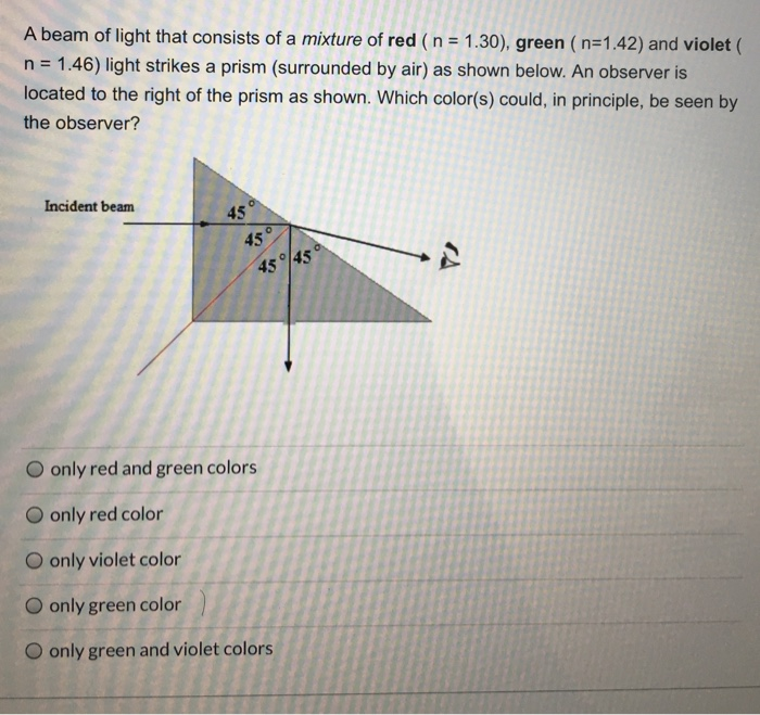 Solved A Ray Of Light Passes From Air N 1 00 Into A B Chegg Com