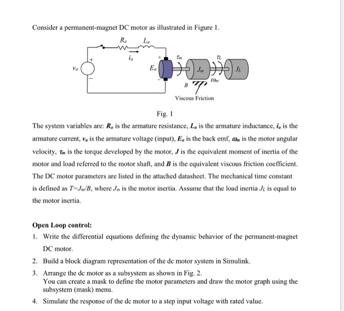 Solved Consider A Permanent Magnet DC Motor As Illustrated | Chegg.com