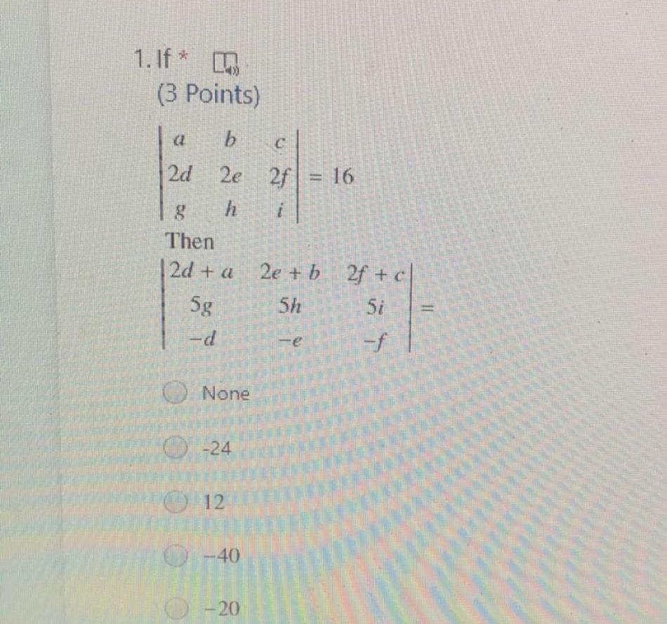 Solved 1. If* (3 Points) B B 2d 2e 2f 16 H Then 12dt A 2e + | Chegg.com