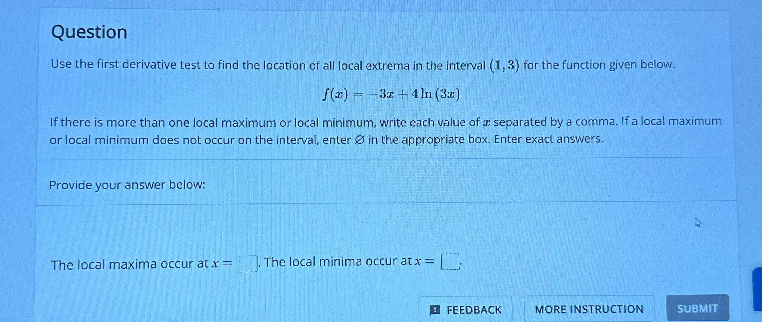 Solved Questionuse The First Derivative Test To Find The 8805