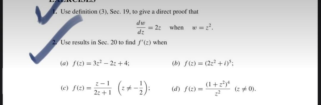 Solved Use Definition (3), Sec. 19 , To Give A Direct Proof | Chegg.com