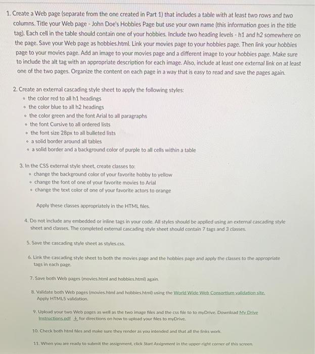Solved 1. Create a Web page (separate from the one created | Chegg.com