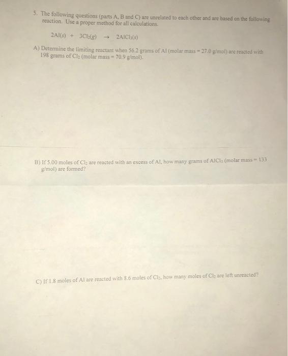 Solved 5. The Following Questions (parts A, B And C) Are | Chegg.com