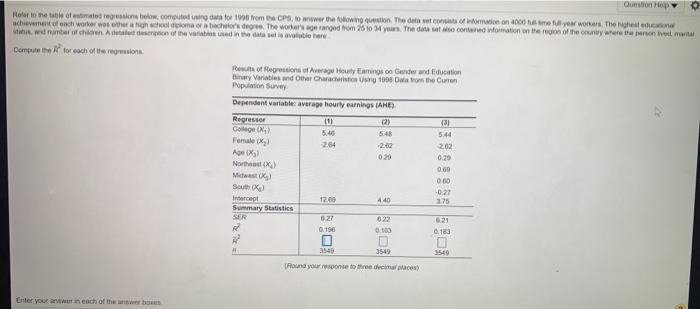 Solved Question Help Refer to the table of estimated | Chegg.com