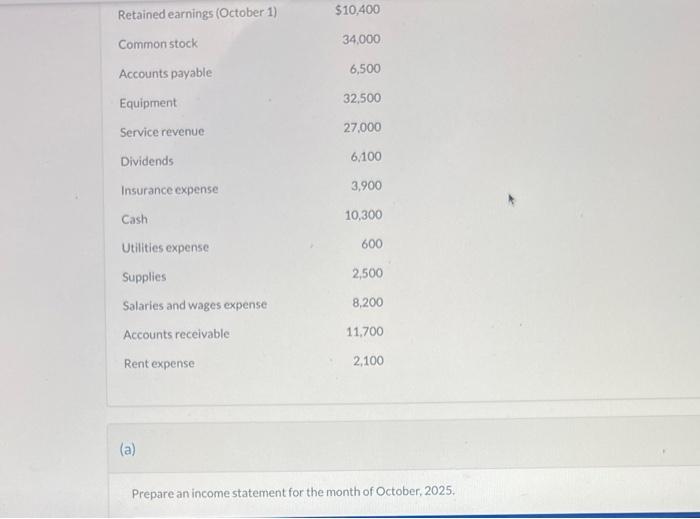 prepare an income statement for the month of july 2025