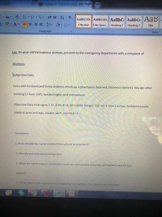 Solved Ady Health Assess 21 vsar vsar vs v Chegg Com